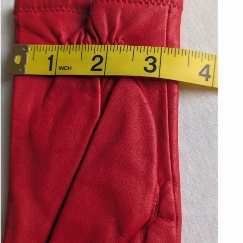 Vintage Fownes Red Leather Gloves | Lined | Size Small (A) | Vibrant Cherry Red